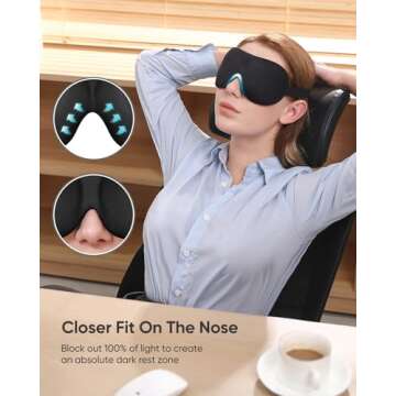 3 Pack Blackout 3D Eye Mask for Side Sleepers