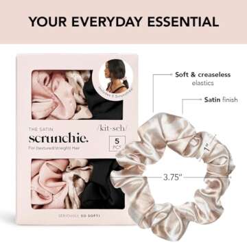 Kitsch Satin Hair Scrunchies for Women, Softer Than Silk Scrunchies for Hair, Satin Scrunchies for Girls