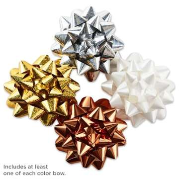 Hallmark Gift Bow Assortment, 12 Count (Gold, Silver, Bronze, White) for Birthdays, Mother's Day, Weddings, Bridal Showers, Any Occasion