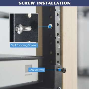 OCEANHUG 2 PCS 6U Rack Rails Kit for Wooden Studio Cabinets’ application, 19” Rack Rails Vertical or Horizontal Mount for AV Sound Recording Network Equipment Installation