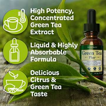 Green Tea Plus – Concentrated Green Tea Extract Supplement. Healthy Metabolism Boost and Natural Energy from Green Tea. Decaffeinated. Immune System Support. Powerful Antioxidants 2oz (30 Servings)