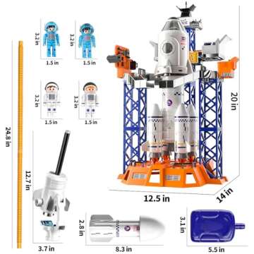 TEMI Space Shuttle Rocket Toys Rocket Launcher for Kids 3 4 5 6 7 8 9, 5-in-1 STEM Space Toys with Launch Center, Console, Satellite, Astronauts, Projection Lamp, Spaceship Toys Gift for Boys Girls 3+