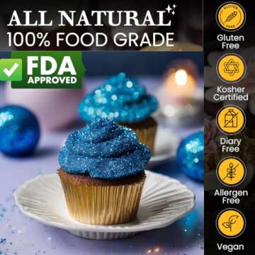 BULK-(10g) Blue Edible Glitter For Drinks Blue Sprinkles For Cake Decorating, Cocktails, Blue Luster Dust Edible Glitter For Cakes, Edible Cake Decorations 100% Food Safe, Vegan, Gluten Free.