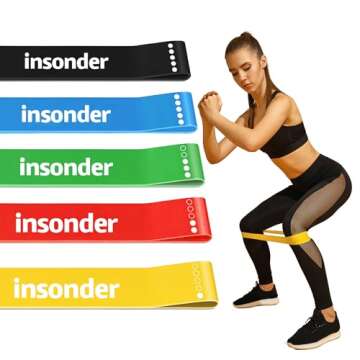 Insonder Resistance Band Set of 5 - Resistance Bands for Working Out - Exercise Bands Resistance - Workout Bands & Elastic Band - Stretch Bands for Exercise - Fitness Bands, Booty Bands Leg Exercise