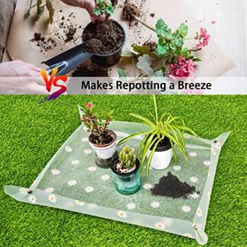 Repotting Mat for Indoor Plants Waterproof Clear Potting Mat Foldable Plant Potting Repotting Tray Portable Gardening Tray for Indoor Potting Soil, House Plants Orchid,Succulents 31.5 x 23.6