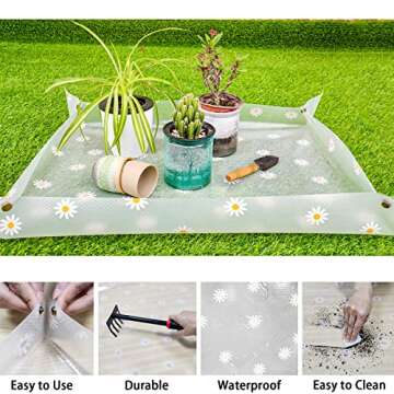 Repotting Mat for Indoor Plants Waterproof Clear Potting Mat Foldable Plant Potting Repotting Tray Portable Gardening Tray for Indoor Potting Soil, House Plants Orchid,Succulents 31.5 x 23.6