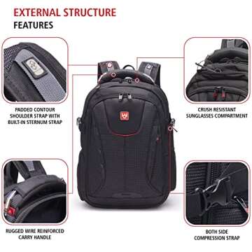 Swiss Eagle SmartScan Laptop Backpack with USB Port and Shoe Compartment designed to fit 15-inch Notebook