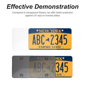 Tsuytna License Plate Cover-2 Pack License Plate Protector Black License Plate Frame with Screw Caps Cover Kit for American Standard Cars