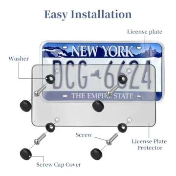 Tsuytna License Plate Cover-2 Pack License Plate Protector Black License Plate Frame with Screw Caps Cover Kit for American Standard Cars