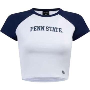 Hype & Vice Homerun Tee for Women (X-Small) - Penn State University Tank Top for Women, Crop T-Shirt, College Shirts for Game Days - Navy