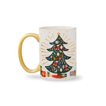 RIFLE PAPER CO. Holiday Tree Porcelain Mug for Festive Occasions and Gatherings with Holiday-Themed Design, Gift For Friends and Family During the Winter Holidays