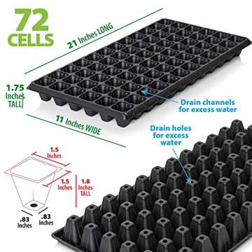 321Gifts, 10-Pack Seed Starter Kit, 2X Thicker 72 Cell Plastic Seedling Trays Gardening Germination Growing Trays Plant Grow Kit Seed Starting Trays Seedling Germination Nursery Pots Plug