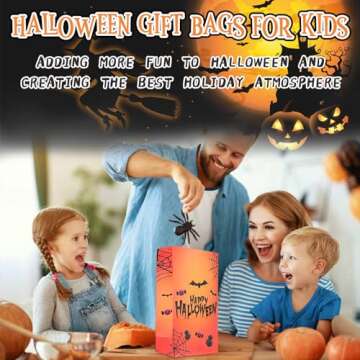 Halloween Treat Bags - 24pcs Halloween Paper Treat Bags with Stickers, Halloween Candy Bags, Halloween Trick or Treat Bags, Wide Opening for Easy Filling, Perfect for Party Favors and Halloween Gifts