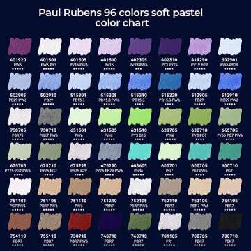 Paul Rubens Professional Soft Pastels, Handmade 96 Vibrant Colors Chalk Pastels Smooth and High Adhesion for Painting, Drawing, Blending, Crafting