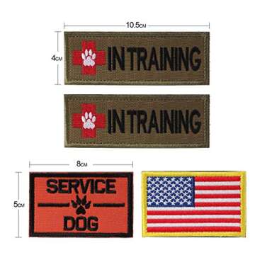 Petvins Service Dog Patch for Vest Harness Backpack K9 Morale Badge Tactical Hook and Loop in Training USA Back Embroidered Tag