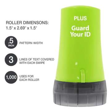 Guard Your ID Advanced 2.0 Roller 3-Pack for Identity Theft Protection, Confidential Security Stamp Mixed Color Kit (Turquoise, Green, White)