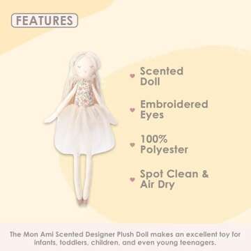 MON AMI Vanilla Scented Designer Plush Doll – 21”, Fun Adorable Stuffed Toy Gift for Kids of All Ages, Use as Toy or Room Décor