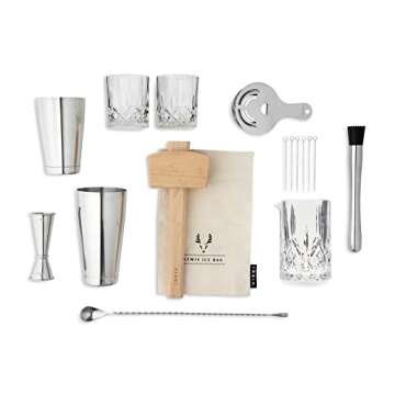 Viski 17-Piece Bar Tools Bartender Tool Kit - Cocktail Making Kit - Bartending Supplies with Shakers and More Set of 17