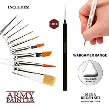 The Army Painter Paint Brush Set - Miniature Brush Set with 10 Acrylic Army Painter Paint Brushes - Kolinsky & Sable Fine Detail Paintbrush and Drybrush Set for Painting Miniatures - Model Brushes