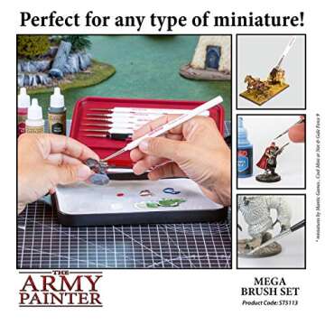 The Army Painter Paint Brush Set - Miniature Brush Set with 10 Acrylic Army Painter Paint Brushes - Kolinsky & Sable Fine Detail Paintbrush and Drybrush Set for Painting Miniatures - Model Brushes