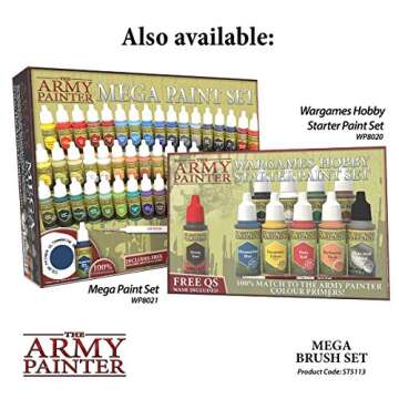 The Army Painter Paint Brush Set - Miniature Brush Set with 10 Acrylic Army Painter Paint Brushes - Kolinsky & Sable Fine Detail Paintbrush and Drybrush Set for Painting Miniatures - Model Brushes