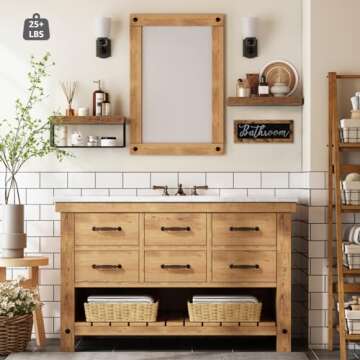 Farmhouse Bathroom Shelves Over Toilet Storage