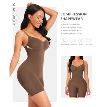 FeelinGirl Shapewear Tummy Control Plus Size Colombianas Post Surgery Full Body Shaper Brown XS/S