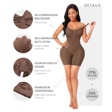 FeelinGirl Shapewear Tummy Control Plus Size Colombianas Post Surgery Full Body Shaper Brown XS/S