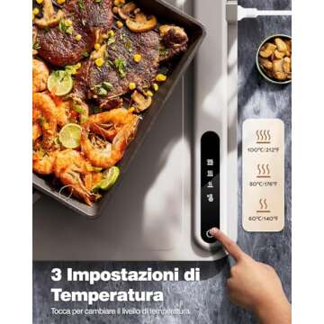 iTRUSOU Electric Warming Tray - Full Surface Heating,Rollable & Portable,Premium Silicone Nano-Material,3 Temperature Settings,Auto Shut-Off -Versatile Food Warmer for Gatherings,Parties,Everyday Use