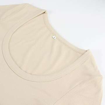 Artfish Women's Square Neck Long Sleeve Ribbed Slim Fitted Casual Basic Crop Top (Beige Tan, S)