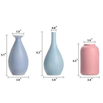 Vase Colorful Ceramic Flower Vase Set of 3 Elegant Decorative Flower Vase for Home Decor Living Room Home Office Table and Wedding Centerpieces and Events ceramic vase