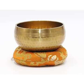 SANSKAR NEPAL Tibetan Hand Hammered Singing Bowl - 3.5 Inch - For Meditation, Yoga, Sound Therapy, Spiritual Healing, Prayer, Mind and Body Relaxation (3.5") (ORANGE)