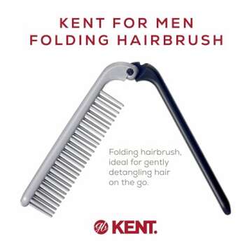 Kent KFM4 Anti-Static Hair Brush for Men - Folding Mini Hairbrush for Frizz-Free Styling and Daily Grooming, Made in England