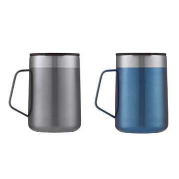 Contigo Streeterville Stainless Steel Travel Mug with Splash-Proof Lid, Sake;Blue Corn, 14 Ounces, 2-Pack