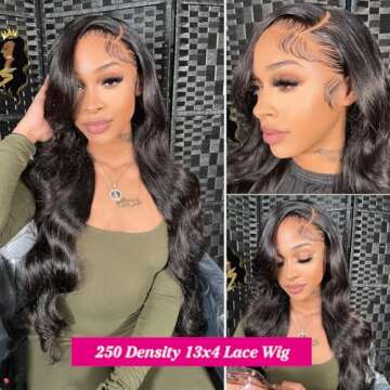 ANNELBEL 250 Density 26 inch Body Wave HD Lace Front Wigs Human Hair Pre Plucked 12A Glueless 13x4 Lace Frontal Wigs Human Hair Bleached Knots Brazilian Human Hair Wigs for Women Black Human Hair Wig