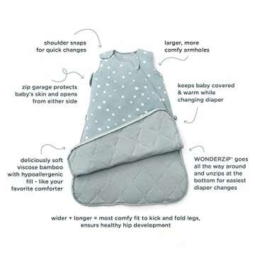 GUNAMUNA Unisex Baby Wearable Blanket, Sleep Sack Sleeping Bag for Infants Toddlers, Easy Changing Diaper Zipper, 1.0 TOG, Magnolia, 18-24 Months