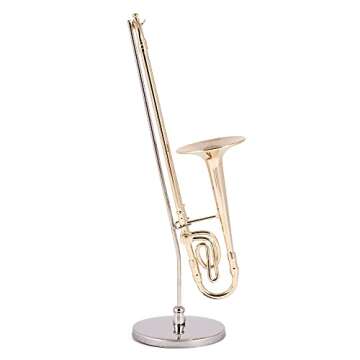 Broadway Gift Gold Trombone Music Instrument Miniature Replica with Case - Size 5.5 in. Decotative musical instrument. Not Intended to be Played!