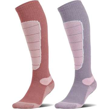 Merino Wool Ski Socks, Cold Weather Socks for Snowboarding, Snow, Winter, Thermal Knee-high Warm Socks, Hunting