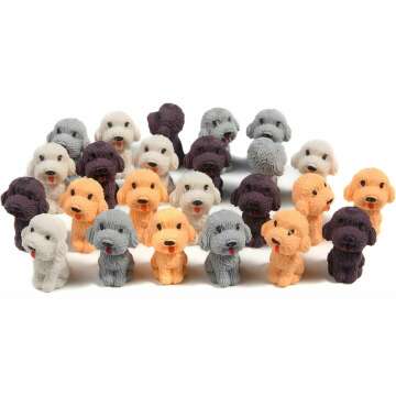 24 Pcs Animal Pencil Erasers Toppers,Pencil Top Erasers,3D Cute Dog Cap Easters Desk Pet Erasers for Kids