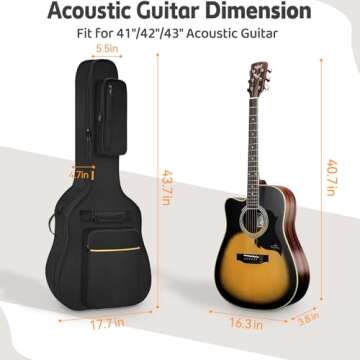 IBVIVIC Acoustic Guitar Bag Dust Cover Water Resistent Dual Adjustable Shoulder Strap Guitar Case Gig Bag No Padding, Bag Only