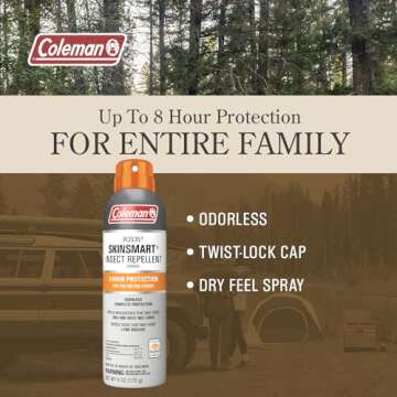 Coleman Insect Repellent Spray – SkinSmart Non-DEET Insect Repellent Spray, Protection Against Ticks, Mosquitoes, chiggers, gnats, Fleas and Flies, Ideal for Camping, Hiking, Outdoor Activities, 6oz