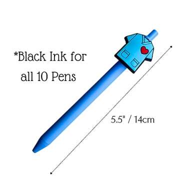 YJ PREMIUMS 10-Pack of Cute Nursing Pens with Heart, Syringe Designs in Black Ink - Versatile Writing Instruments for Nurses, Medical Assistants, Students