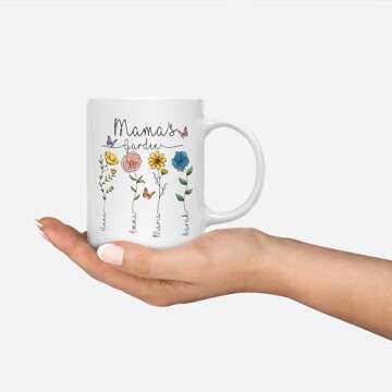 Custom Mom's Garden Mug, Custom Mothers Day Gift, Gift for Mom, Mothers Day Mug, Mom Gift, Birth Month Flower, Personalized Birth Month Flower, Christmas Mom Mug, Christmas Mama Gift