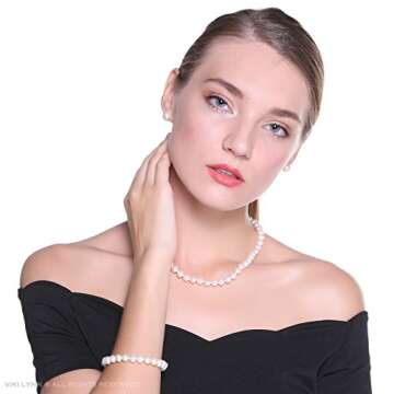 Freshwater Cultured Pearl Necklace Set Includes Stunning Bracelet and Stud Earrings Jewelry for Women - VIKI LYNN