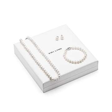 Freshwater Cultured Pearl Necklace Set Includes Stunning Bracelet and Stud Earrings Jewelry for Women - VIKI LYNN