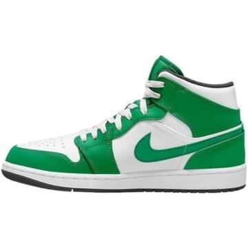 Jordan Nike Air 1 Mid Mens Lucky Green DQ8426 301 - Size 12,Lucky Green/Black-white