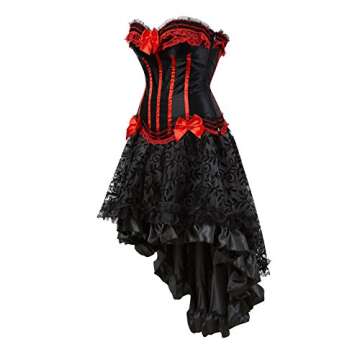 frawirshau Gothic Halloween Lace up Corset Moulin Rouge Showgirl Clubwear Fancy Dress M