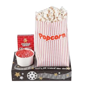 Fun Express Movie Night Snack Trays - Holds Popcorn, Drink and Candy - Set of 12 - Party Supplies