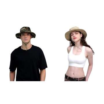 Sun Hats for Men Women Bucket Hat UPF 50+ Boonie Hat Foldable UV Protection Hiking Beach Fishing Summer Safari(1pack-Beige)