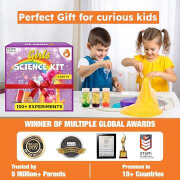 Butterfly EduFields 150+ Girls Science Kit for Kids 8-12 Ages 8 9 10 11 12 Years | Girls Science Experiments | Birthday for Girls | Girls Toys | Fun STEM Learning and Educational Toys